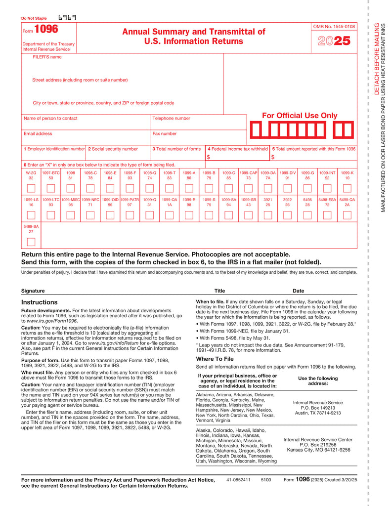 1096 Transmittal & Annual Summary Form