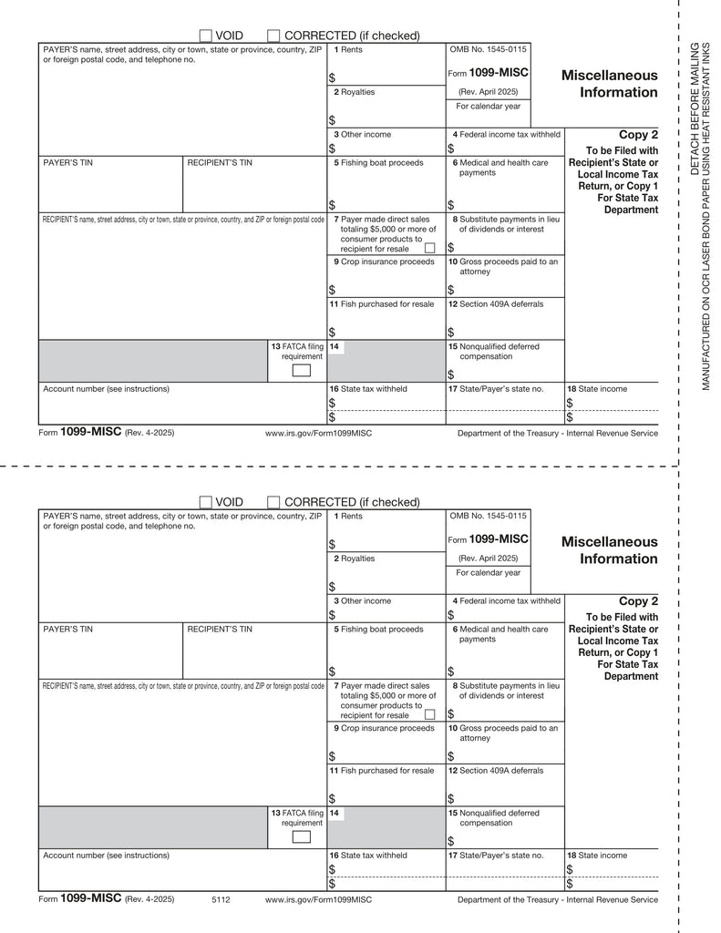1099-MISC 2-Up, Payer/State Copy C