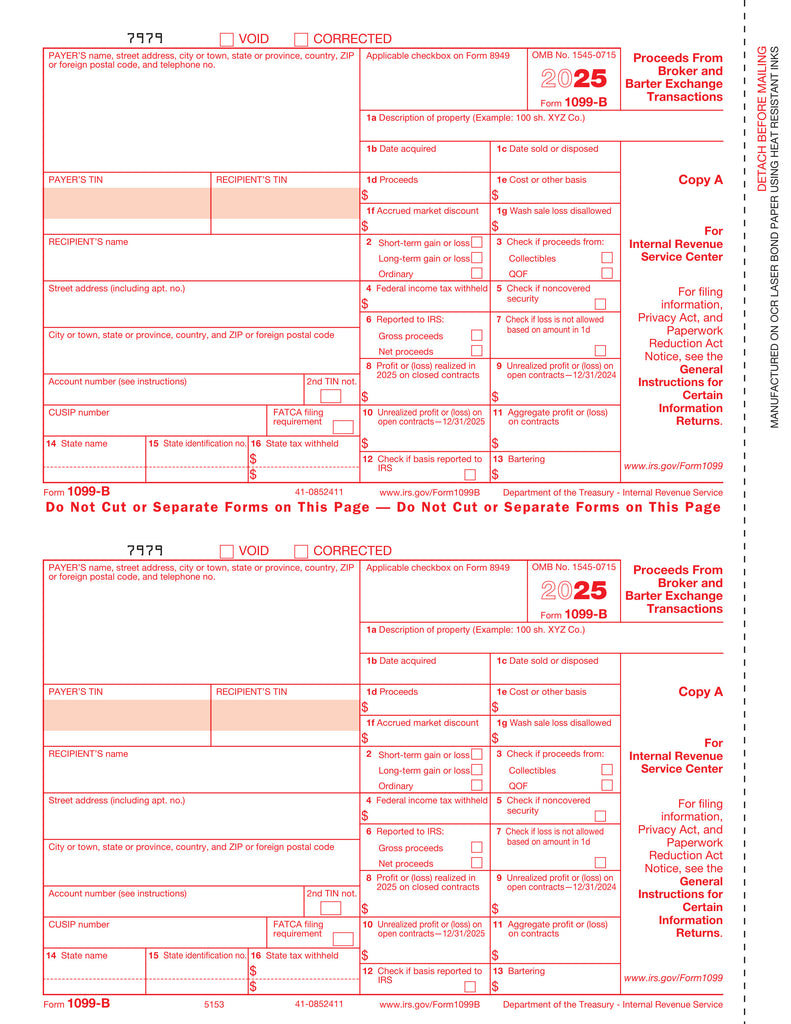 1099-B, 2-Up, Fed Copy A