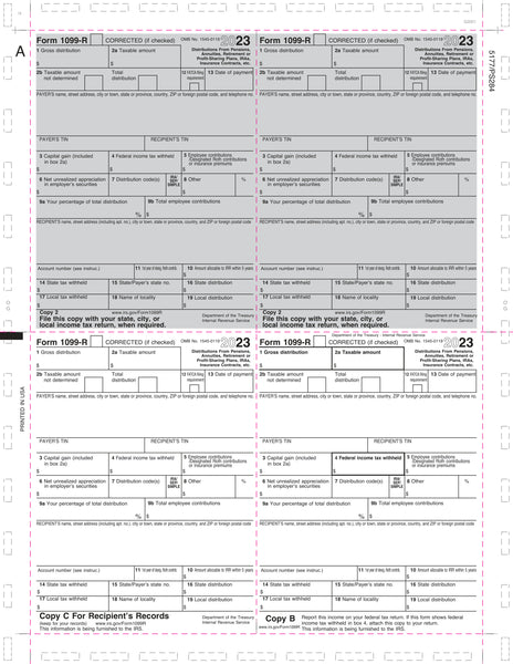 1099-R, 4-Up Box, Two-Copy 2, Copy B And C, V-Fold, 11" (500 Forms) – W ...