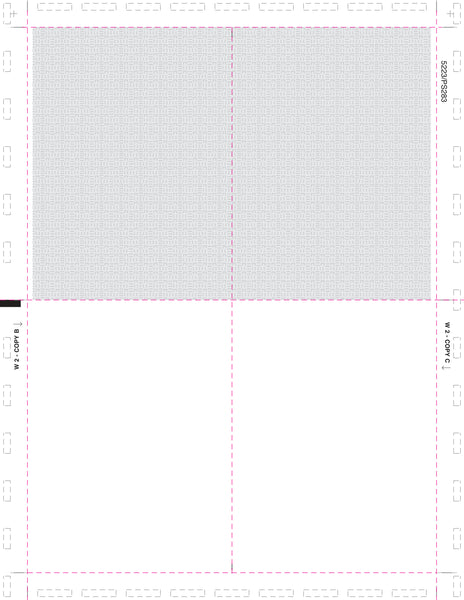 W-2, 4-Up Box, w/ Printed Backer Copy B, V-Fold Duplex, 11