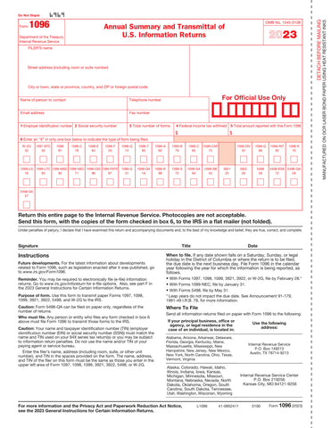 1096 Transmittal & Annual Summary Form