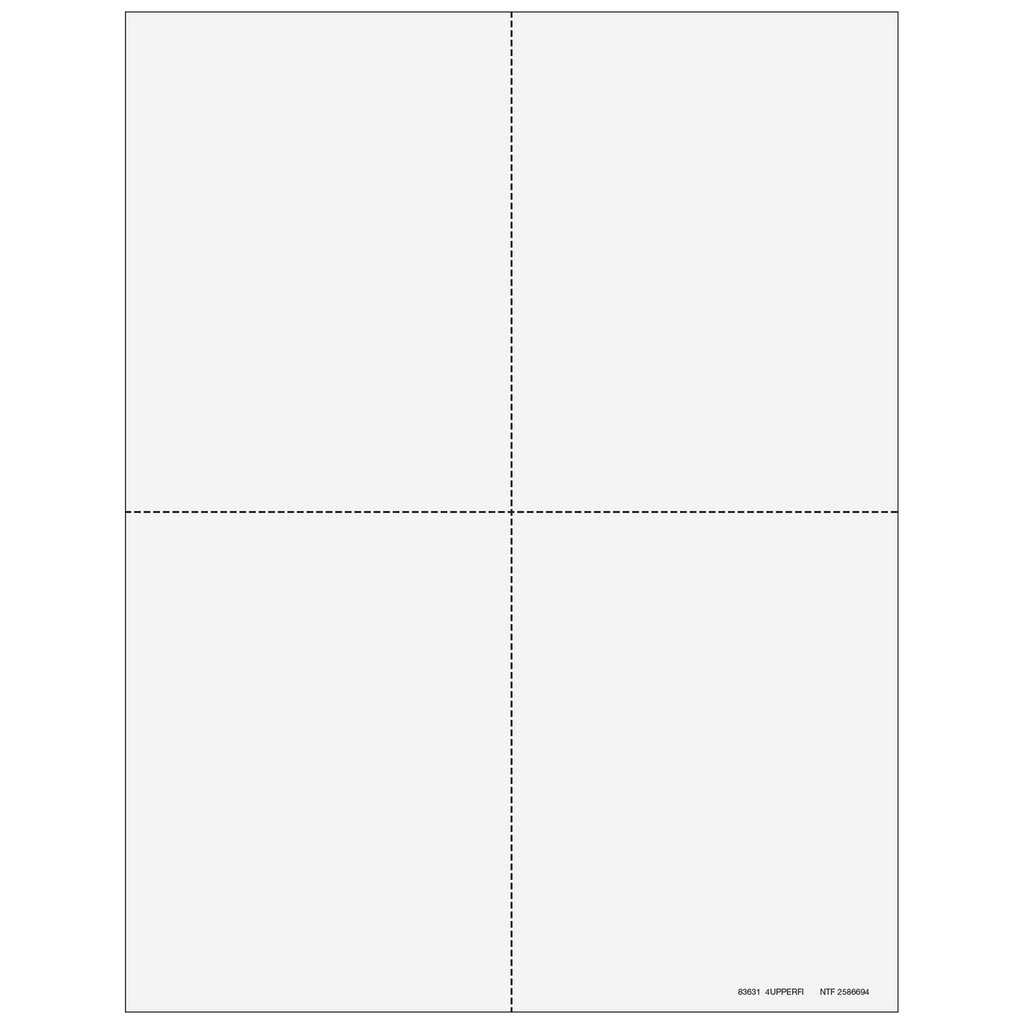 1099-R/W-2 Blank, 4-Up Box, w/o Backer Instructions