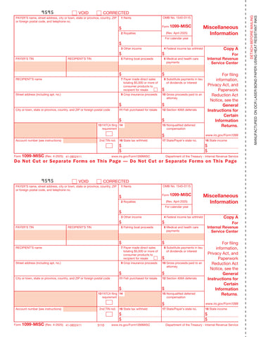 1099-MISC, 2-Up, Federal Copy A