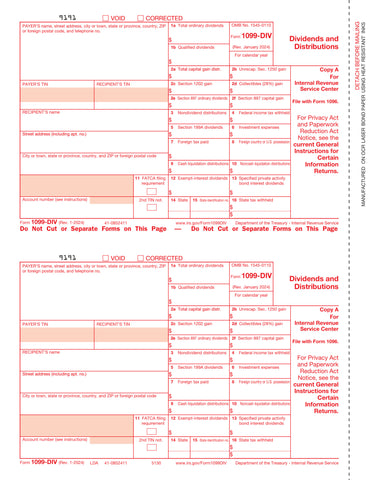 1099-DIV, 2-Up, Federal Copy A