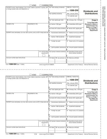 1099-DIV, 2-Up, Payer or State Copy C