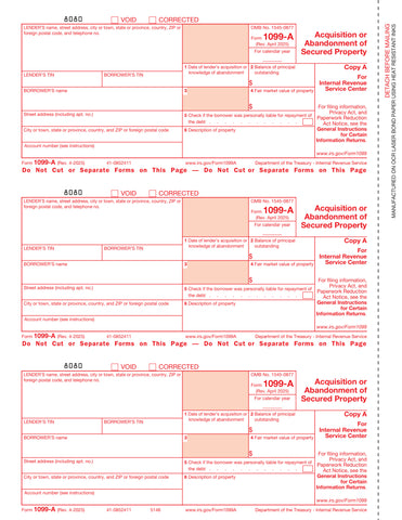 1099-A, 3-Up, Federal Copy A