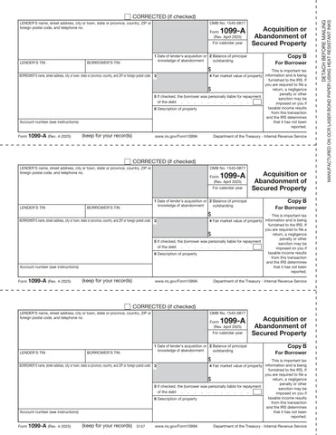 1099-A, 3-Up, Borrower Copy B