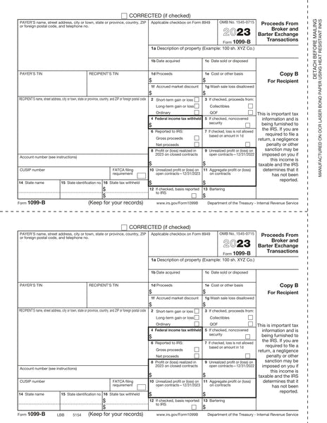 1099-B, 2-Up, Rec Copy B – W-2TaxForms.com