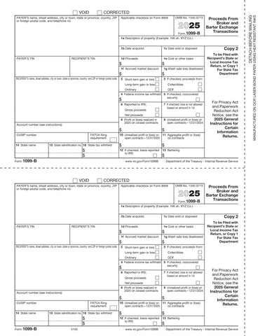 1099-B, 2-Up, Payer or State Copy C