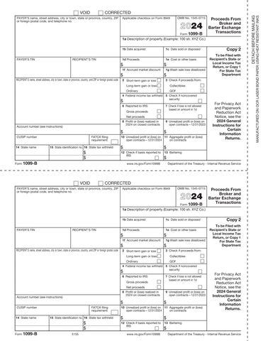 1099-B, 2-Up, Payer or State Copy C