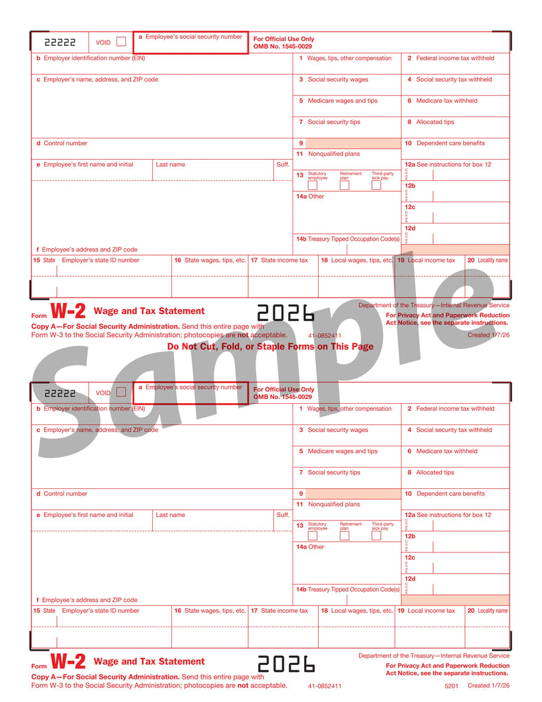 W-2 Federal IRS Copy A