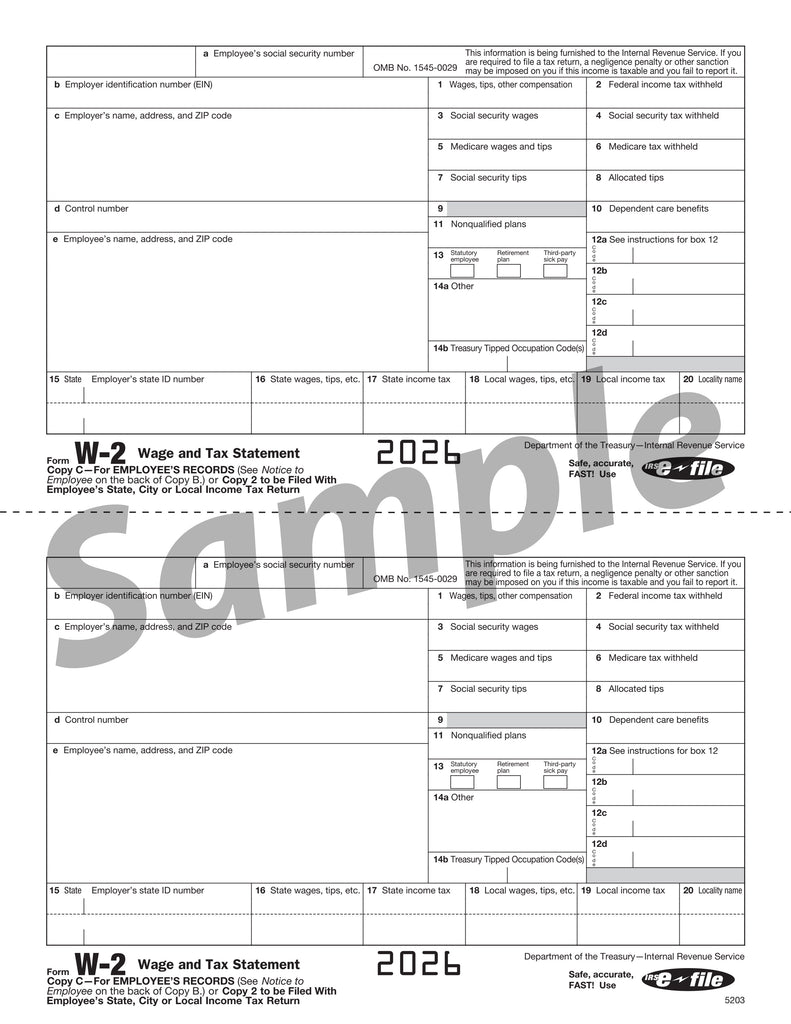 W-2 Employee Copy 2 or C
