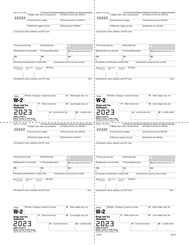 W-2, 4-Up Box, Employer Copy D or 1 State/City or Local (M Style)