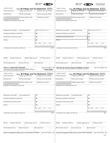 W-2, 4-Up Box, Employee Copy B,C,2,2 or Extra Copy (W Style)