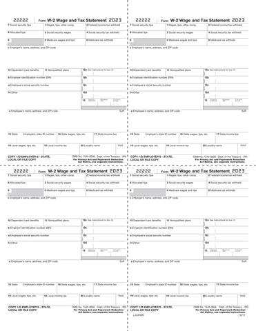 W-2, 4-Up Box, Employer Copy D or 1 State/City or Local (W Style)