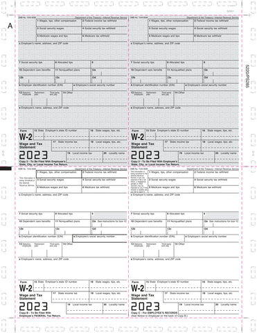 W-2, Employee Copy B,C,2 and 2 or Extra Copy, 4-Up Box, 11" V-Fold (500 Forms)