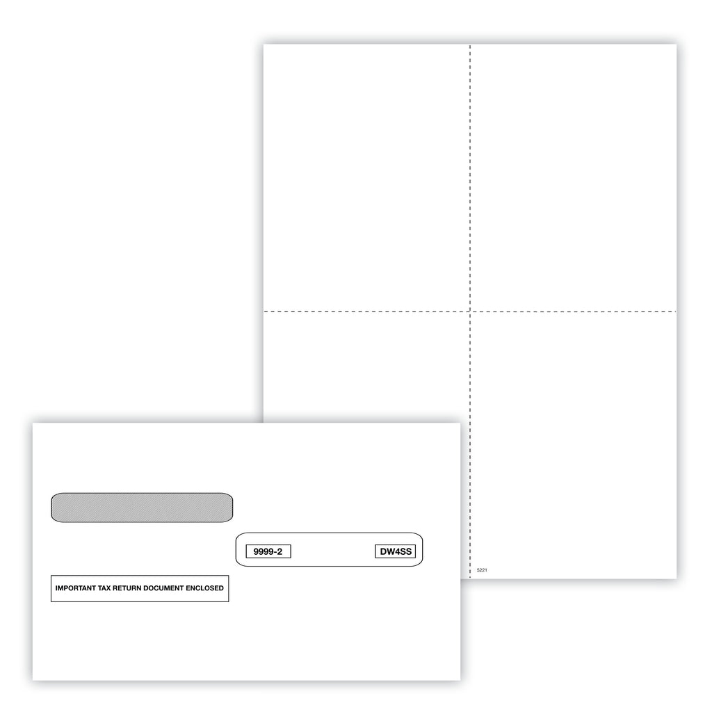 1099-R/W-2 Blank, 4-Up Box, w/o Backer Instructions with Envelopes