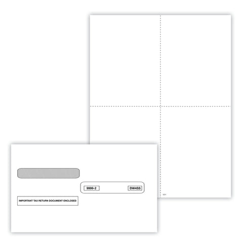 1099-R/W-2 Blank, 4-Up Box, w/o Backer Instructions with Envelopes