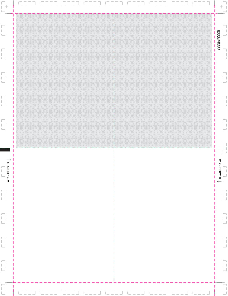 W-2, 4-Up Box, w/ Printed Backer Copy B, V-Fold Duplex, 11" (500 Forms)