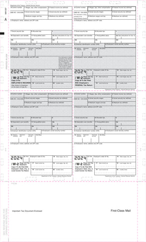 W-2, Employee Copy B,C,2 or Extra Copy, 4-Up Box, 14" Eccentric, Z-Fold (500 Forms)