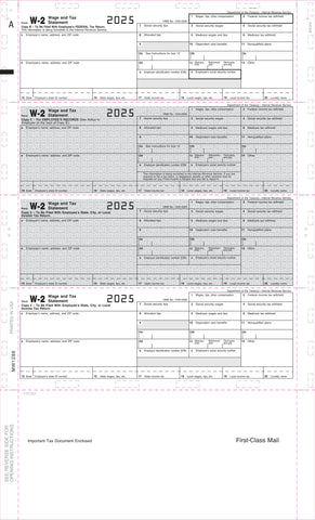 W-2, Employee Copy B,C,2 or Extra Copy, 4-Up Horizontal, 14" Eccentric, Z-Fold (500 Forms)