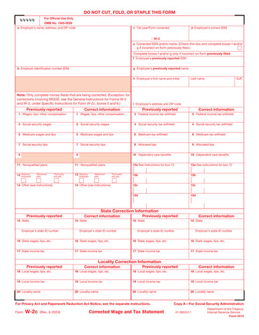W-2C Fed Copy A, Corrected Income