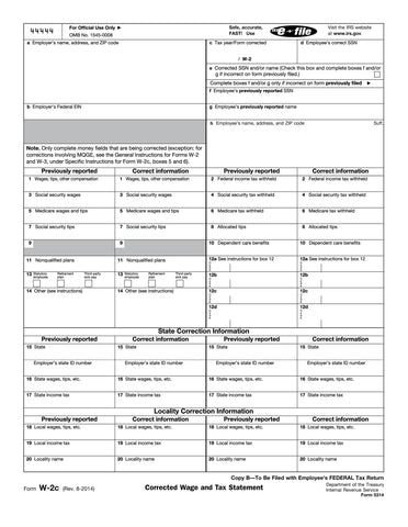 W-2C Employee Copy B, Corrected Income