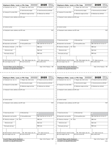W-2, 4-Up Box, Employer Copy D or 1 State/City or Local