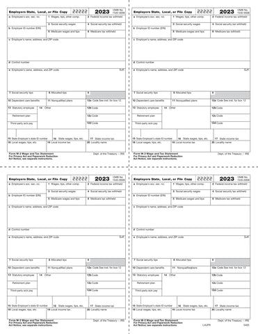 W-2, 4-Up Box, Employer Copy D or 1 State/City or Local