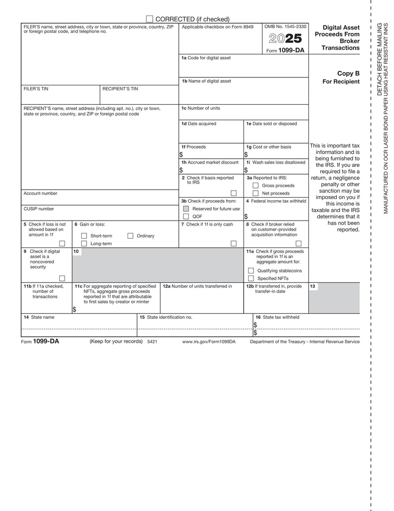 1099-DA, Recipient Copy B