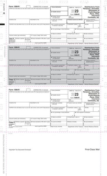 1099-R, 3-Up Horizontal, Copy B,2 & C, Eccentric Z-Fold, 14