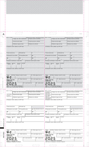 W-2 Copies B,C,2,2, 4-Corner, EZ-Fold Duplex, 14", (500 Forms)