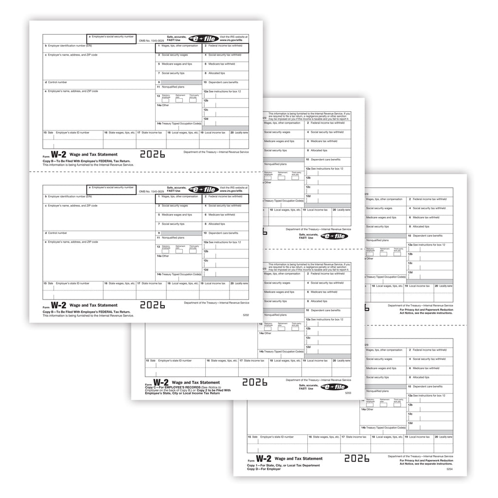 W-2 Set, 5-Part, 2-Up