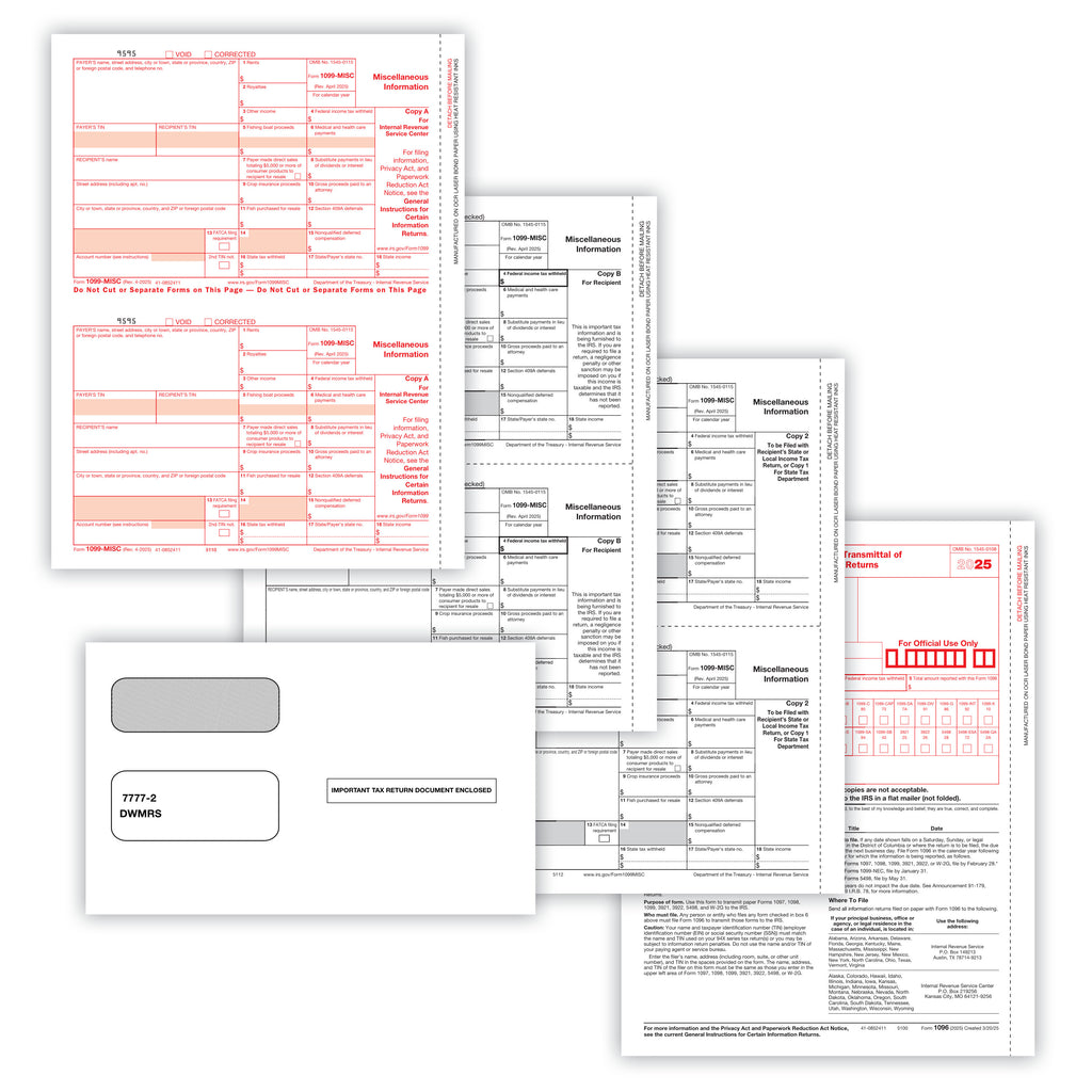 1099-MISC Set, 4-Part with Envelopes