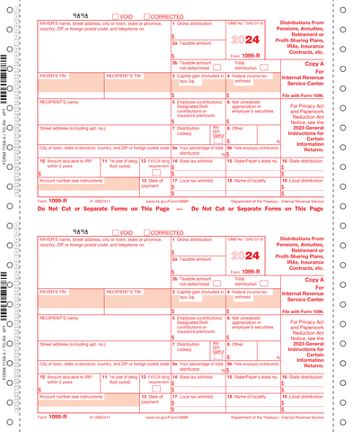 1099-R, 4-Part, 1-Wide, Dated, Continuous