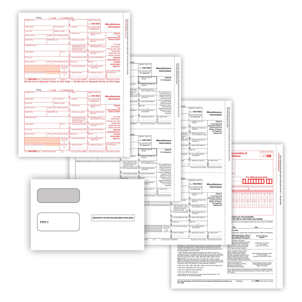1099-MISC Set, 4-Part with Envelopes