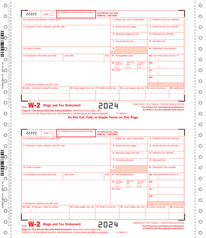 W-2, 6-Part, 1-Wide, Carbonless