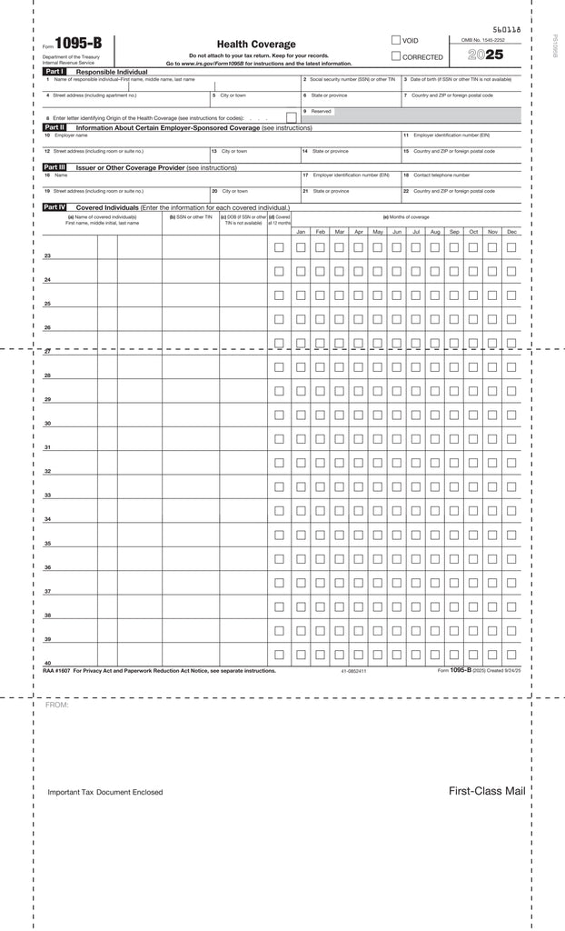 1095-B ACA Health Coverage - Pressure Seal