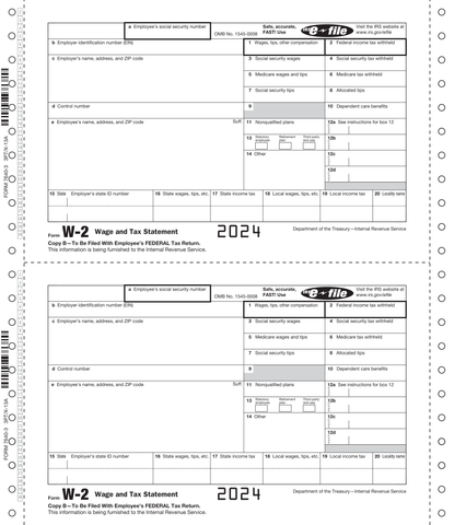 W-2 Twin Set, 3-Part, Employee Carbonless