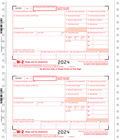 W-2, 4-Part, 1-Wide Carbonless