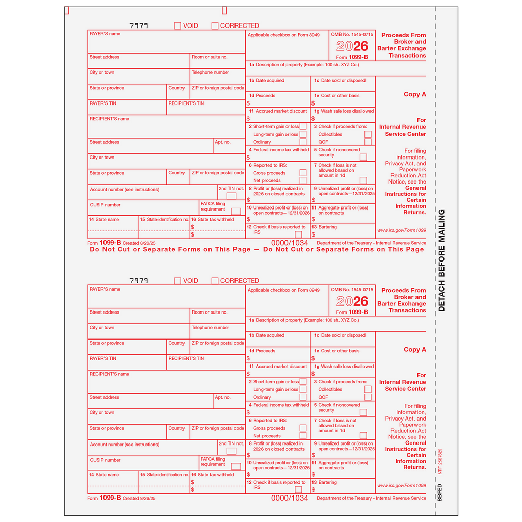 1099-B, 2-Up, Fed Copy A