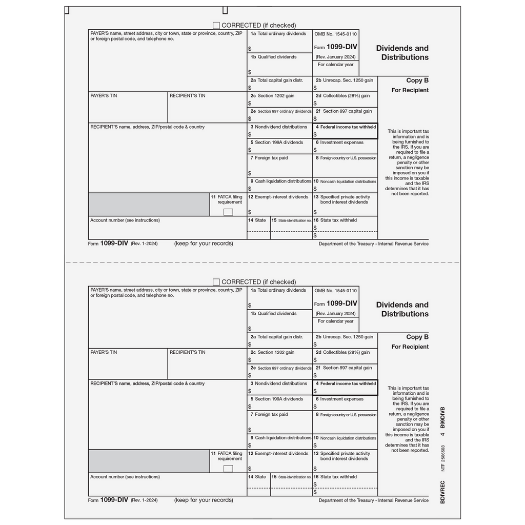 1099-DIV, 2-Up, Recipient Copy B