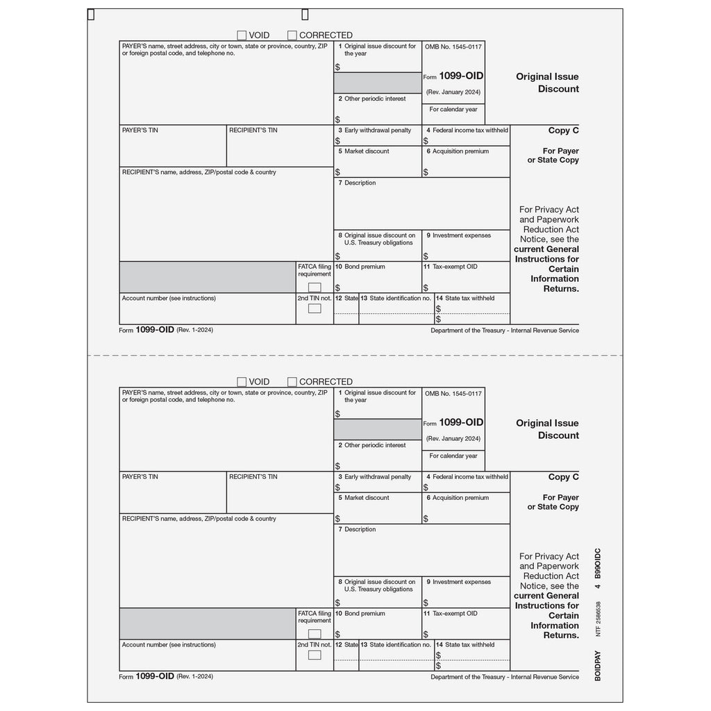 1099-OID Tax Form Copy C/State - Laser
