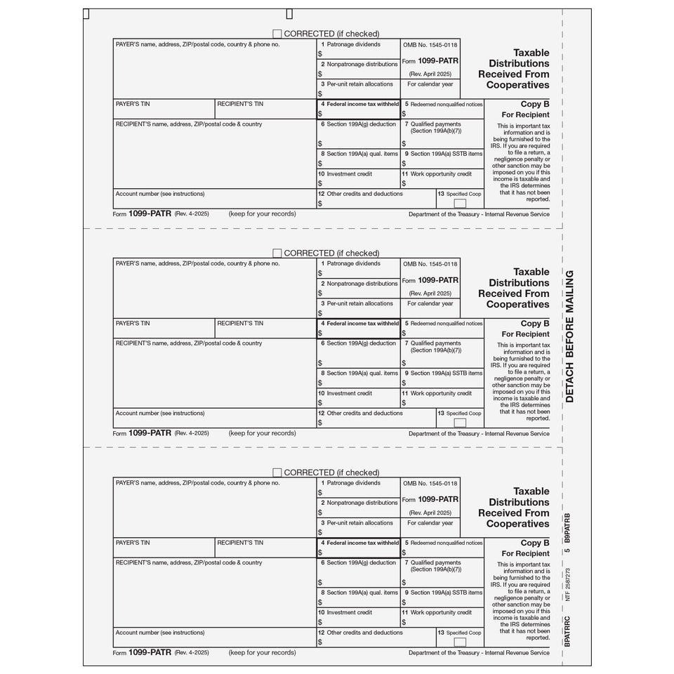 1099-PATR, 3-Up, Rec Copy B (Patronage)