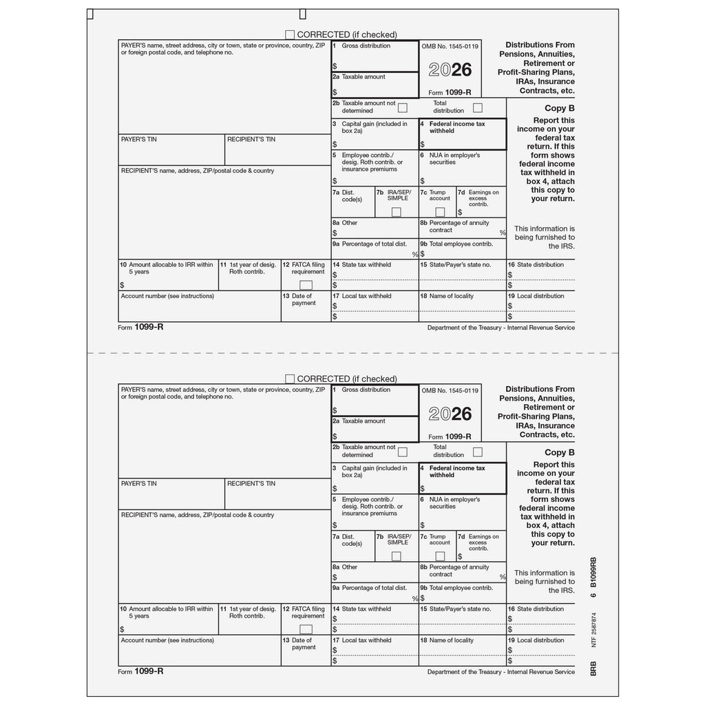 1099-R, 2-Up, Recipient Copy B