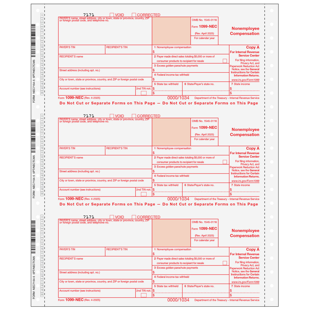 1099-NEC, 5-Part, 1-Wide, Continuous