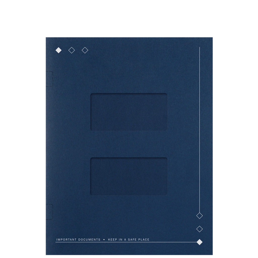 Window Tax Folder - Diamond Design, Side Staple, Navy Blue