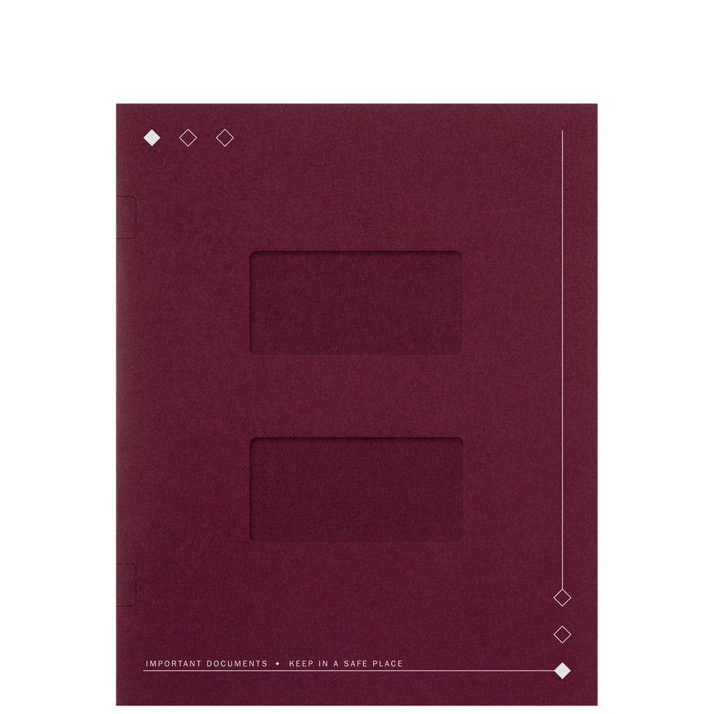 Window Tax Folder - Diamond Design, Side Staple, Pocket - Merlot