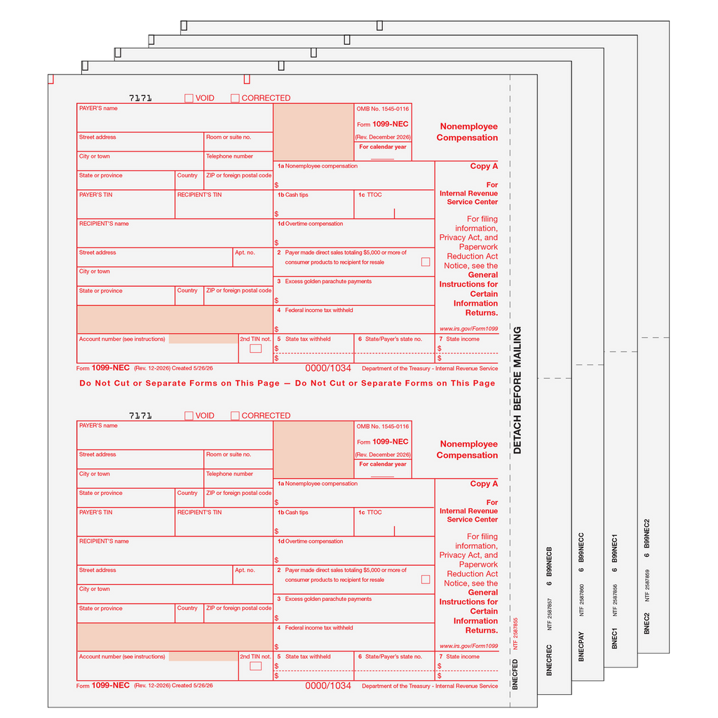 1099-NEC Set, 5-Part with Envelopes
